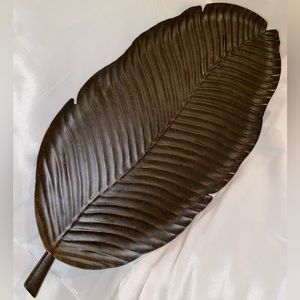 🍃PartyLite RETIRED Island Escape Banana Leaf Metal Tray P8411 - EUC